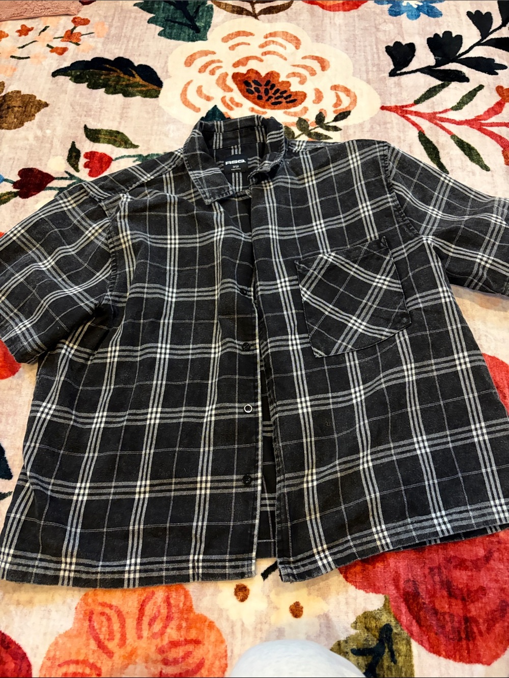 RSQ Black and White Plaid Lightweight Shirt Jacket
